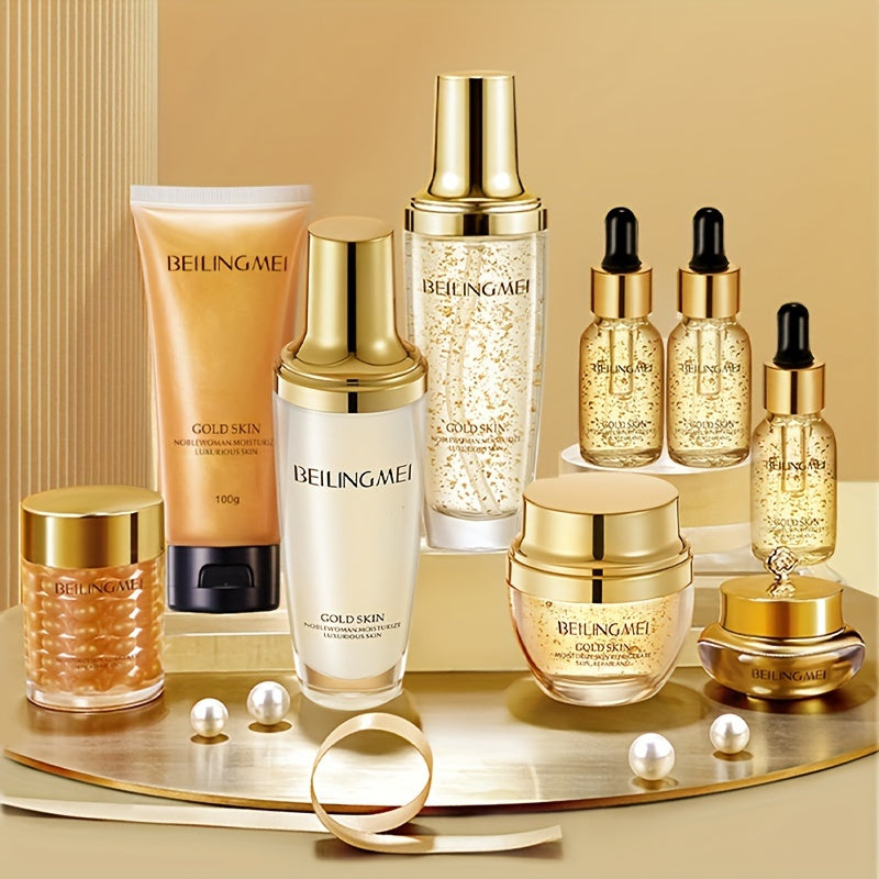 BEILINGMEI Golden Skin Luxury 9-Piece Skincare Set - Complete Anti-Aging Collection