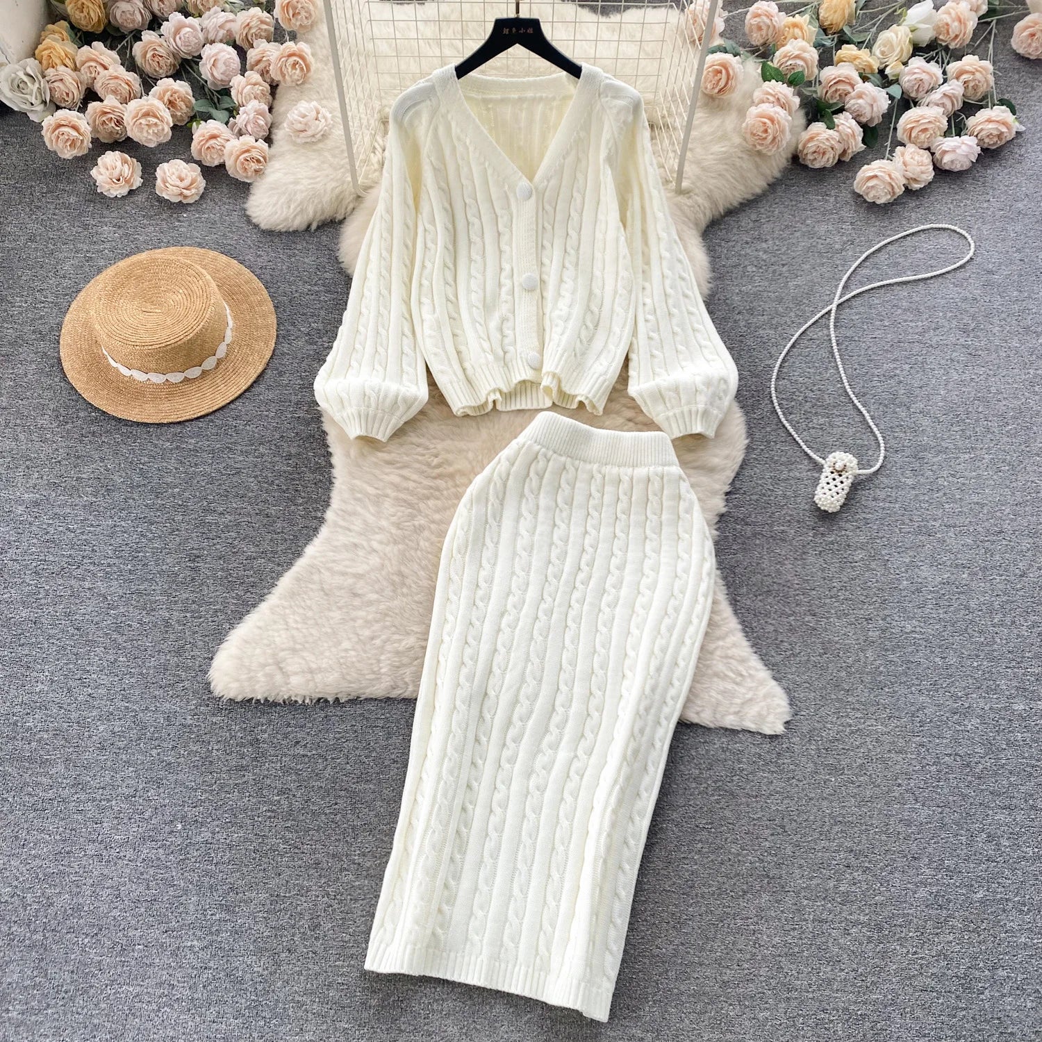 Fall Basics 2 Piece Set For Women Top And Skirts Set Clothing Wholesale