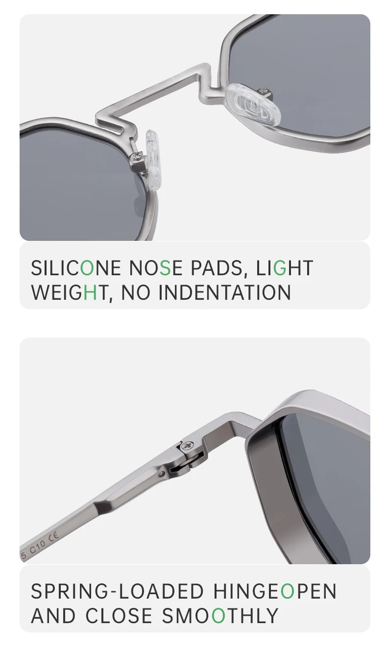 Small Frame Hexason Steampunk Sunglasses Men 2025 Luxury Brand Vintage Punk Eyewear Classic Polygon Metal Sun Glasses Male UV400