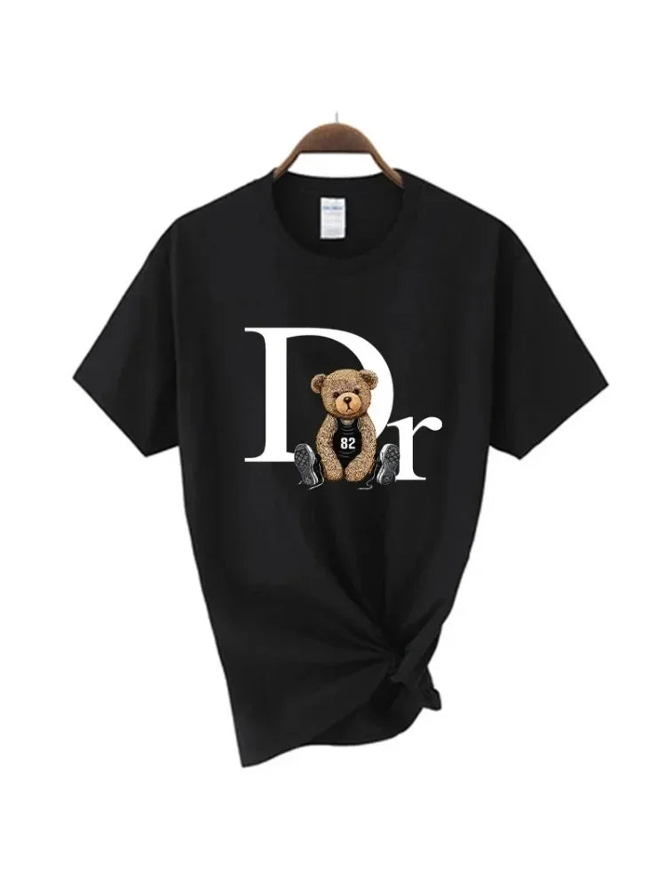 T-shirt Fashion Luxury Brand Cute Bear Print Women Tshirt Summer Graphic Fashion Female T Shirts Woman Clothing Free Shipping