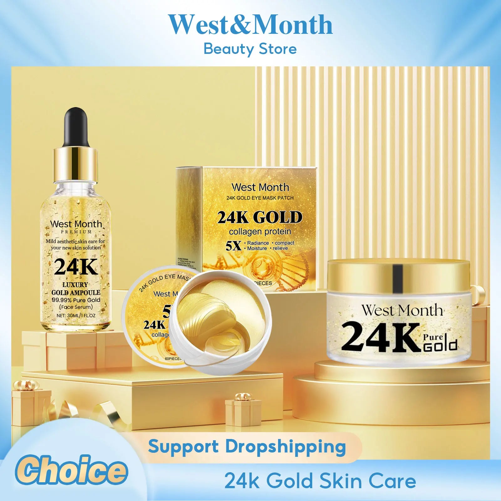 24K Gold Complete Skincare Set - 3-Piece Anti-Aging Collection