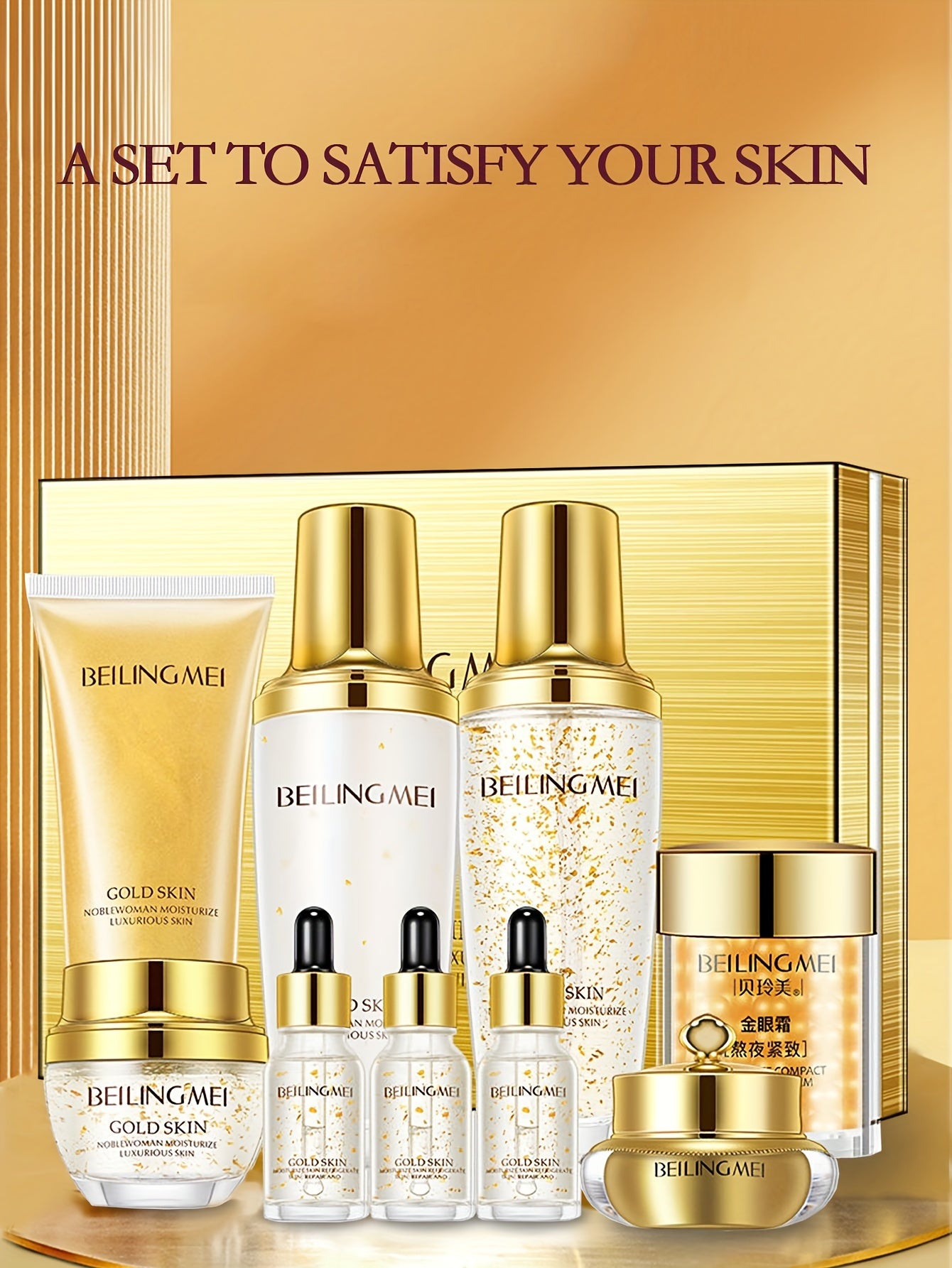 BEILINGMEI Golden Skin Luxury 9-Piece Skincare Set - Complete Anti-Aging Collection